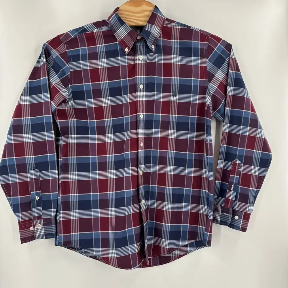 Brooks Brothers Large‎ Red Blue Check Plaid Long Sleeve Button Down Regent Shirt